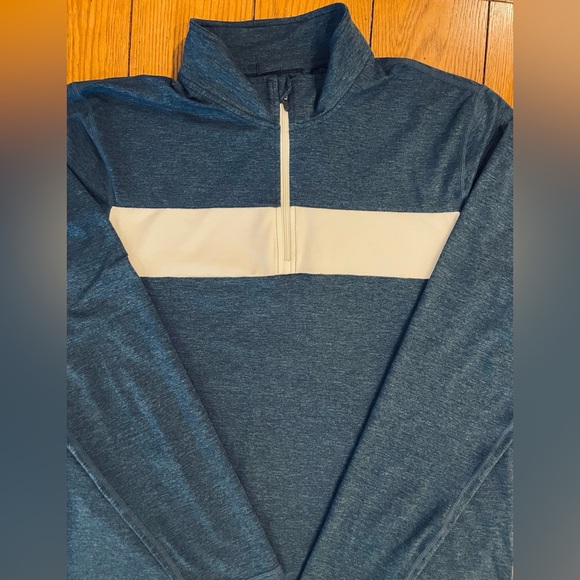 EUC Marine Layer Weekend Sport men’s quarter zip, blue/white stripe, large - Picture 2 of 6